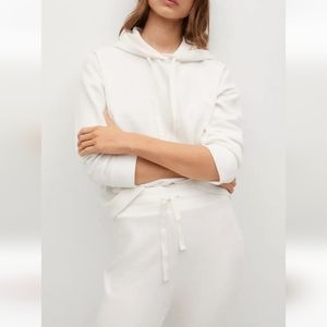 MNG Mango Long Sleeves White Sweatshirt Hoodie Size L